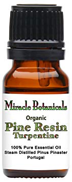 Miracle Botanicals Organic Pine Resin - Turpentine Essential Oil - 100% Pure Pinus Pinaster - 10ml or 30ml Sizes- Therapeutic Grade - 10ml