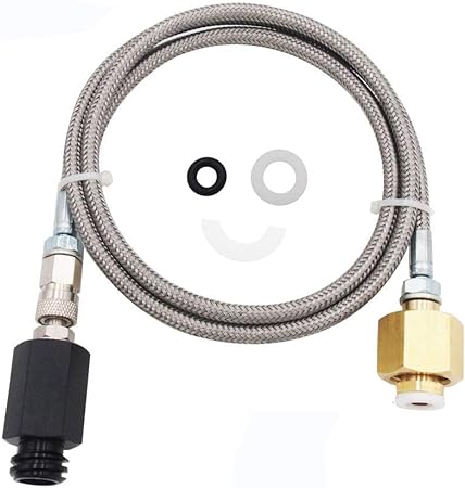 Soda Machine CO2 External Hose Stainless steel Adapter Kit with 60 inches length to CGA320 Tank