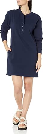 Amazon Essentials Women's Knit Henley Sweatshirt Dress (Available in Plus Size)