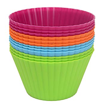 Webake 3.5" 12-pack Silicone Baking Cups Reusable Muffin Cupcake Liner