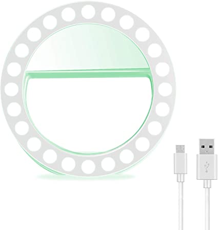 XINBAOHONG Selfie Ring Light [Rechargeable Battery] 48 LED Clip on Fill Light for Smartphone Photograpy,Camera Video, Girl Makeup.(Green)