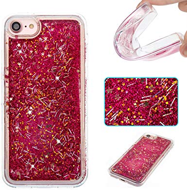 iPhone 7 Case,iPhone 7 Glitter Case,DAMONDY 3D Cute Bling Liquid Glitter Floating Quicksand Diamond Water Flowing Ultra Clear Soft TPU Case for Apple iPhone 7 4.7 ONLY -hot Pink Grass