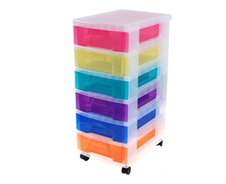 Really Useful Plastic Drawer Storage Unit 6X7 Litre Clear/Rainbow - Color: Clear/Rainbow