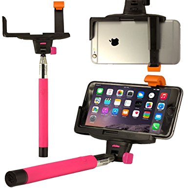 KINGCOOL(TM) Adjustable Extendable Wireless Bluetooth Monopod Handheld Self Portrait Selfie Stick with Remote Shutter Function for iPhone Samsung and other system over IOS 6.0 and Android 4.2.2 Smartphones(A-Pink)