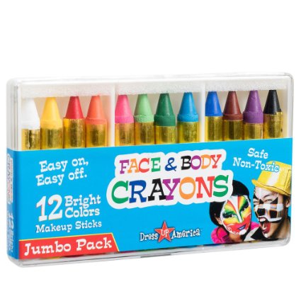 Dress Up America 12 Color Face Paint Safe & Non-Toxic Face and Body Crayons