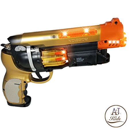 ANJ Kids Toys - Pretend Play Golden Blade Runner Style Toy Guns for Boys | Toy Pistol Gun with Sound and Flashing Lights | Detailed Craft with Rapid Firing, Barrel Vibrating and Cylinder Revolving