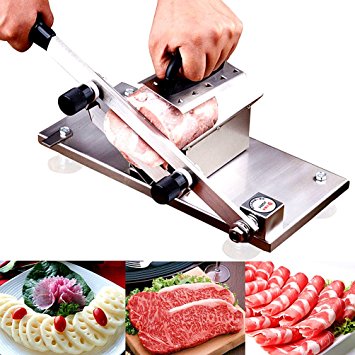 Meat Slicer, Manual Frozen Meat Slicer Stainless Steel Beef Mutton Slicing Machine, Roll Meat Vegetable Meat Cheese Food Slicer, Manual Gravity Slicer for Home Kitchen [New Version]