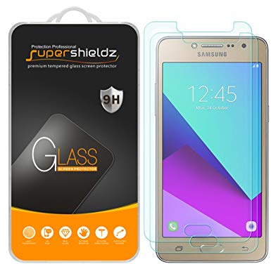 [2-Pack] Supershieldz for Samsung Galaxy J2 Prime Tempered Glass Screen Protector, Anti-Scratch, Anti-Fingerprint, Bubble Free, Lifetime Replacement Warranty