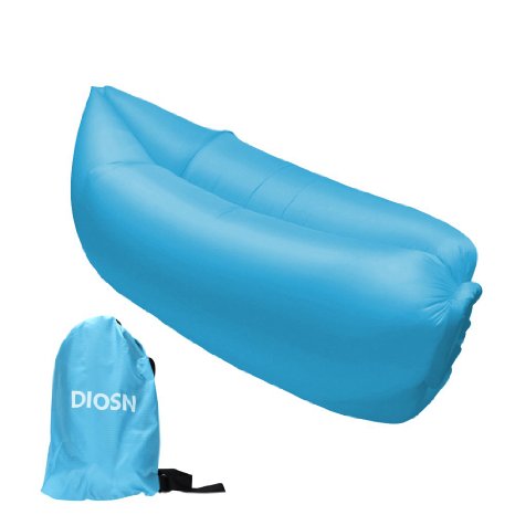 Diosn Outdoor Convenient Inflatable Lounger Air Sleeping Bag Nylon Fabric Sleeping Compression Air Bag without Air Pump (Blue )