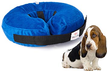 Inflatable Dog Collar, Recovery Cone, After Pet Surgery, Prevent Dogs from Biting & Scratching, Adjustable Thick Strap, Soft Comfortable Donut (Medium)