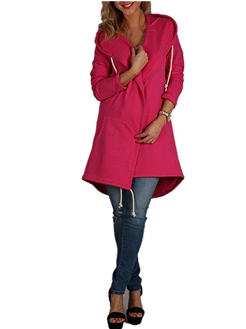 Xuan2Xuan3 Women Long Sleeve Fleece Casual Cardigan Hoodies Sweatshirts Tunic Sweater Loose Outerwear Coat Jacket