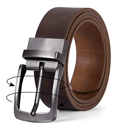 Men's Belt, Leather Reversible Belt for Men Black and Brown Dress Belt Rotate Buckle Gift Box