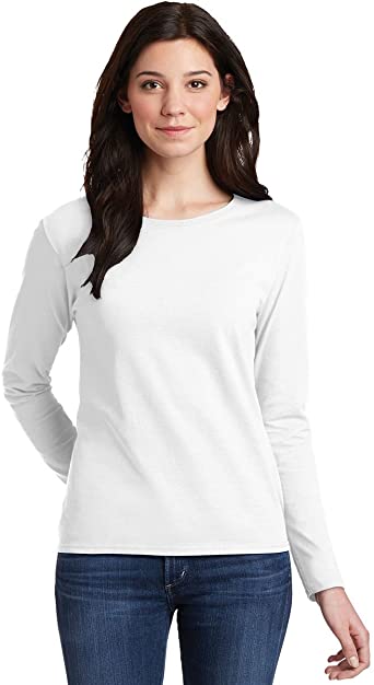 Gildan Heavy Cotton Ladies' Long-Sleeve T-Shirt, Wht