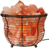 WBM 1301B 1301B Natural Himalayan Basket Salt Lamp with Bulb and Dimmer Switch Pink