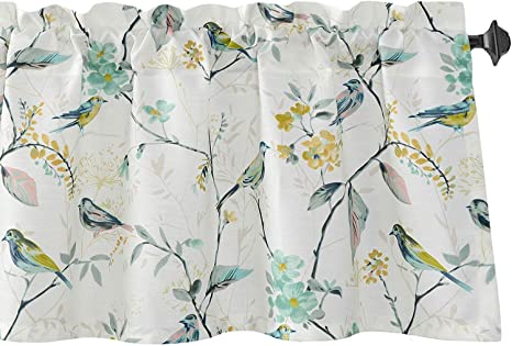 VOGOL Bird Pattern Kitchen Valances for Windows, Window Valance Curtains for Living Room Bathroom Pocket Valance 52 Inch Wide by 18 Inch Long