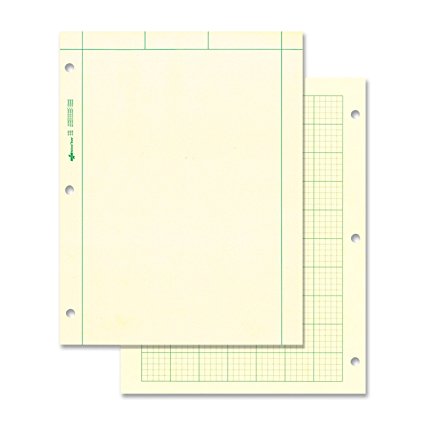 National Brand Computation Pad, Plain and 5 X 5 Quad On Back, 8.5 x 11 Inches, Green Paper, 100 Sheets (42382)