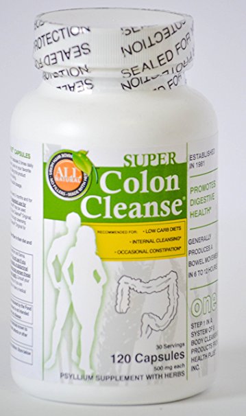 Health Plus Super Colon Cleanse 120 Capsules Psyllium Supplement with Herbs