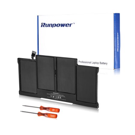 Runpower New Laptop Battery for Apple A1377 A1405 A1496 MacBook Air 13 also fits A1369 Late 2010 Mid 2011 version A1466 Mid 2012 Mid 3013 Early 2014  Two Free Screwdrivers - 18 Months Warranty Li-Polymer 4-cell 55Wh7200mAh