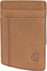 Carhartt Men's Casual Saddle Leather Wallets, Available in Multiple Styles and Colors, Brown (Front Pocket), One Size