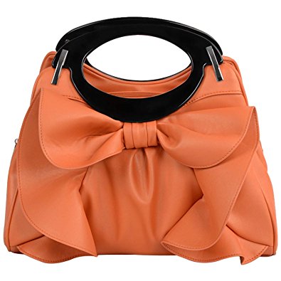 FASH Limited Bow-knot Ruffle Accent Handbag PU Leather Handbag