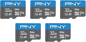 PNY 32GB Elite Mobile Accessories Class 10 U1 V10, A1 microSDHC Flash Memory Card for Mobile Devices - 100MB/s, Full HD, UHS-I, Micro SD 5-Pack