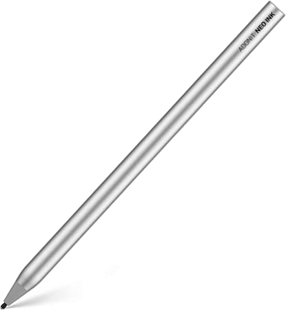 Adonit Neo Ink, Magnetic Attachable Stylus Pen for Microsoft Surface, 4096 Pressure Sensitivity, Tilt, Palm Rejection, Compatible with Surface Book/ Go/ Pro/ Studio, Surface Laptops- Matte Silver