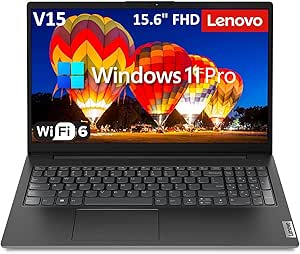 Lenovo V15 Business Laptop Computer, 15.6" FHD Display, Intel Dual-Core CPU, 16GB DDR4 RAM, 256GB PCIe SSD, WiFi 6, Bluetooth 5.2, RJ-45, Type-C, HDMI, Numeric Keypad, Black, Windows 11 Pro, Tichang