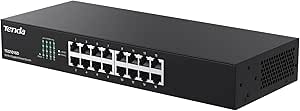 Tenda Switch Ethernet 16 Porte Gigabit TEG1016D, Switch 16 Porte RJ45 10/100/1000 Mbps, Hub Ethernet, Switch Gigabit per Ufficio, Montaggio Desktop o Rack, Plug & Play, Struttura in Acciaio