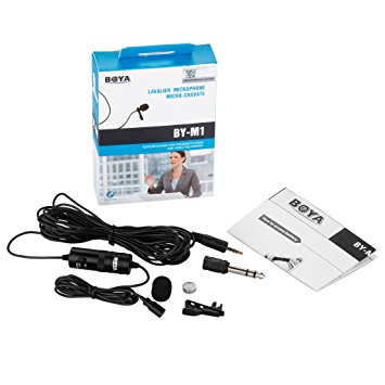 Boya Omnidirectional Lavalier Condenser Microphone with 20ft Audio Cable- for DSLRs Camcorders Video Cameras and iPhone Samsung HTC Smart Phone
