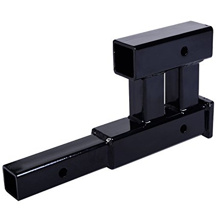 Goplus Dual 17“x9” Hitch Extension 2" Receiver Extender 5/8" Pin Hole 4000 LBS Capacity(17"x9")