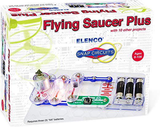 Snap Circuits Electronics Flying Saucer Plus Mini Kit | Build UFO Launcher with Snap-Together Electronic Components | 10 Projects | Electronics Exploration Kit | Great STEM Product