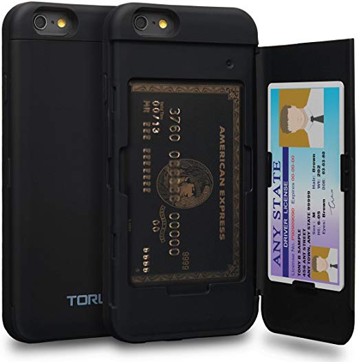 TORU CX PRO iPhone 6S Wallet Case with Hidden Credit Card Holder ID Slot Hard Cover & Mirror for iPhone 6S / iPhone 6 - Matte Black