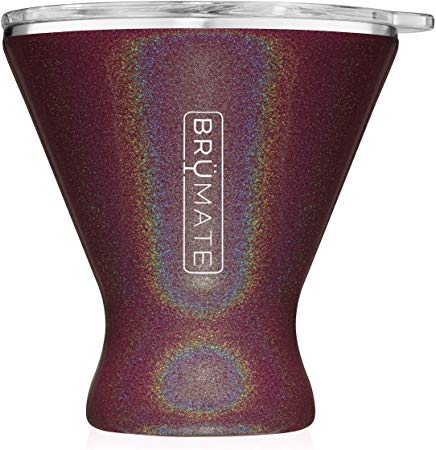 BrüMate MargTini 10oz Martini Margarita Tumbler - Made With Vacuum-Insulated Stainless Steel (Glitter Merlot)