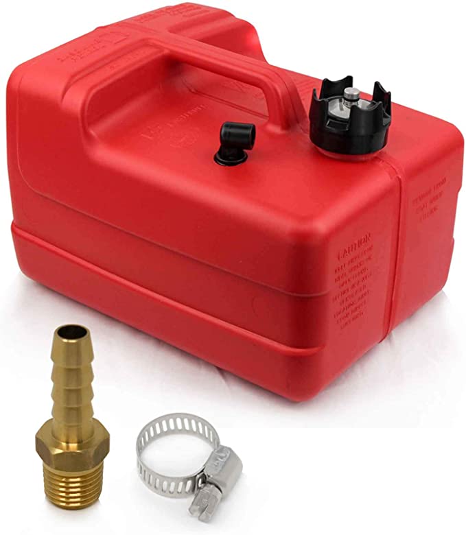 Five Oceans 3 Gallon Fuel Tank/Portable Kit with Universal Brass Fuel Hose Barb (1/4 inches NPT Thread x 5/16 inches Hose) FO-4129-C5