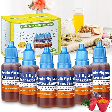 Fruit Fly Trap Bait Only,Fly Insects Trap Attractant for Indoor Outdoor,Effective Fruit Fly Trap Refills Liquid,Fruit Fly Trap Bait Refill for Home,Kitchen,Plants