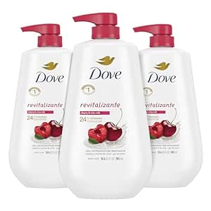 Dove Body Wash with Pump,Revitalizante Cherry & Chia Milk, for Renewed Healthy Looking Skin, Moisturizing Gentle Skin Cleanser with 24hr Renewing MicroMoisture, 30.6 oz (Pack of 3)