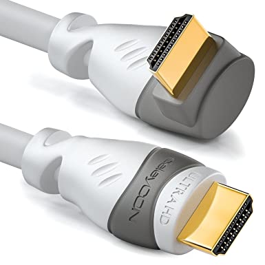 deleyCON 0.5m (1.64 ft.) HDMI 90° Angle Cable - Compatible with HDMI 2.0/1.4 - UHD 4K HDR 3D 1080p 2160p ARC - High speed with Ethernet - White