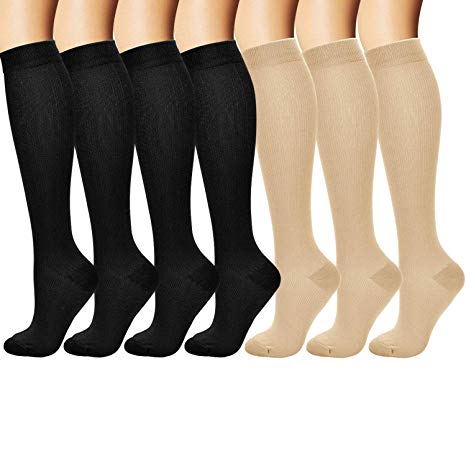 arteesol Compression Socks for Women & Men 7 Pairs, Better Blood Circulation, Graduated Athletic Fit for Running, Nurses, Shin Splints, Flight Travel, Maternity Pregnancy