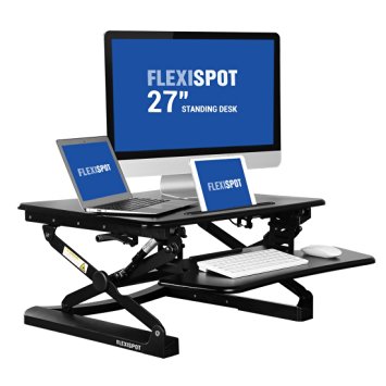 FlexiSpot 27" Wide Platform Height Adjustable Standing Desk Riser, Removable Keyboard Tray, Black (M1B-S-SIZE)