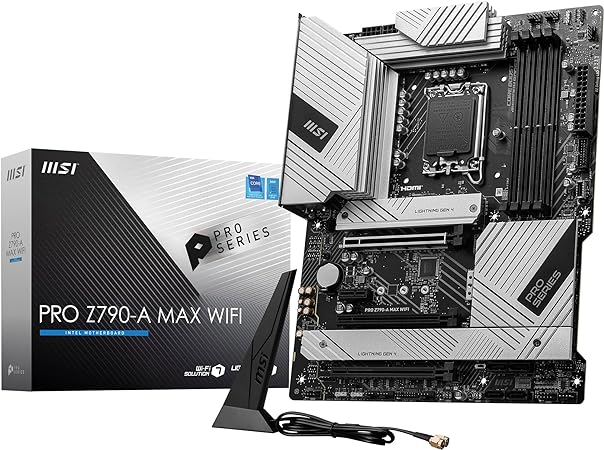 MSI PRO Z790-A MAX WiFi ProSeries Motherboard (Supports 12th/13th Gen Intel Processors, LGA 1700, DDR5, PCIe 5.0, M.2, 2.5Gbps LAN, USB 3.2 Gen2, Wi-Fi 7, ATX)