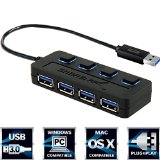 Sabrent 4-Port USB 30 Hub with Individual Power Switches and LEDs HB-UM43