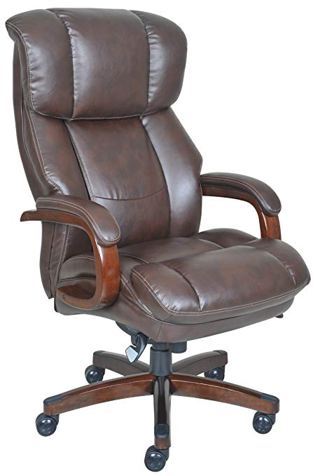 La Z Boy Fairmont Big & Tall Executive Bonded Leather Office Chair - Biscuit (Brown)