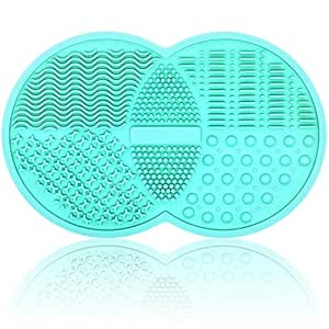 Makeup Brush Cleaning Mat, Silicone Makeup Brush Scrubber, Makeup Brush Cleaner Pad, Cosmetic Brush Cleaner, Brush Cleaning Pad, Suitable for Makeup Brush, Makeup Sponge, Powder Puff (Green)