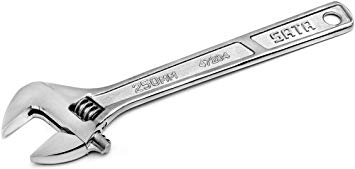 SATA 10" Professional Adjustable Wrench with Forged Alloy Steel Body, Wide Jaw, A Chrome Plated Finish - ST47204SC