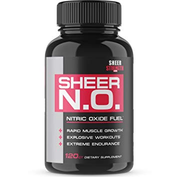SHEER N.O. Nitric Oxide Supplement - Premium Muscle Building Nitric Oxide Booster with L Arginine - Sheer Strength Labs - 120ct