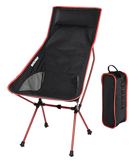Lightweight Portable Folding High Back Camping Chair with Pillow, Ultralight Compact Foldable for Outdoor Camp Travel Sport Party Beach Garden Hiking Backpacking Mountaineering Motorcycling (Red)