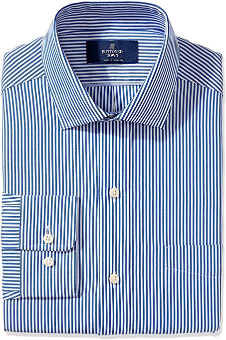 Amazon Brand - Buttoned Down Men's Classic-Fit Stripe Dress Shirt, Supima Cotton Non-Iron