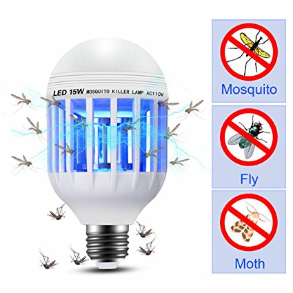 Mosquito Killer Light Bulb 2 in 1 Electronic Insect Bug Zapper Fly Killer E26 LED Lamp Pest Control Trap Light for Indoor Porch Patio Backyard Garden