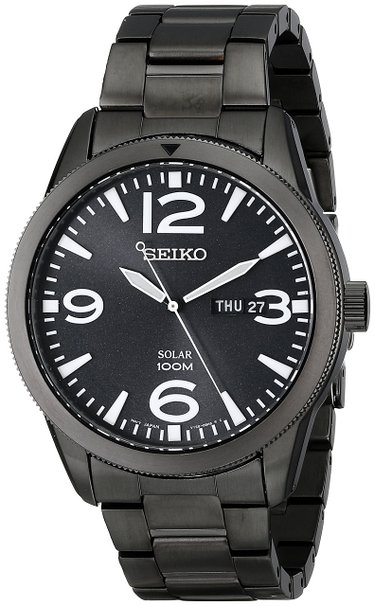 Seiko Men's SNE343 Sport Solar Analog Display Japanese Quartz Black Watch