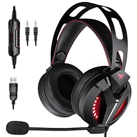 Combatwing Gaming Headset - Headset Xbox One Headset Compatible with PS4, PC, Xbox One Controller Switch (Audio) PS4 Headset with Bass Surround, Memory Protein Earmuffs and Adjustable Microphone